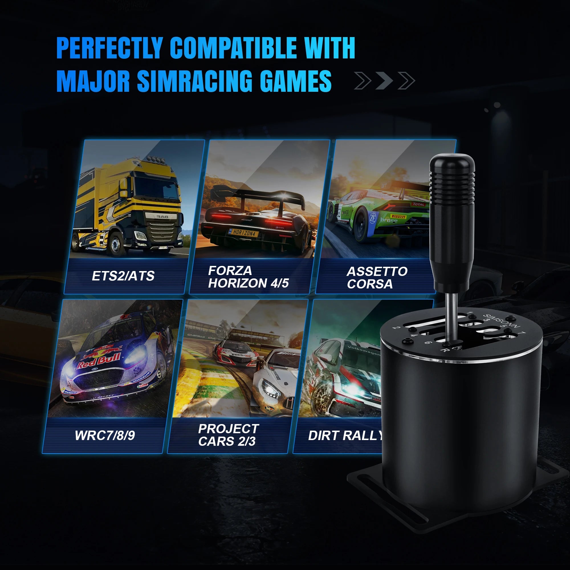 SIMSONN Sim Racing Gear Shifter 7+R Magnetic Induction Driving Simulator Games Manual H Gear For PC logitech g29 g27 g25 g920