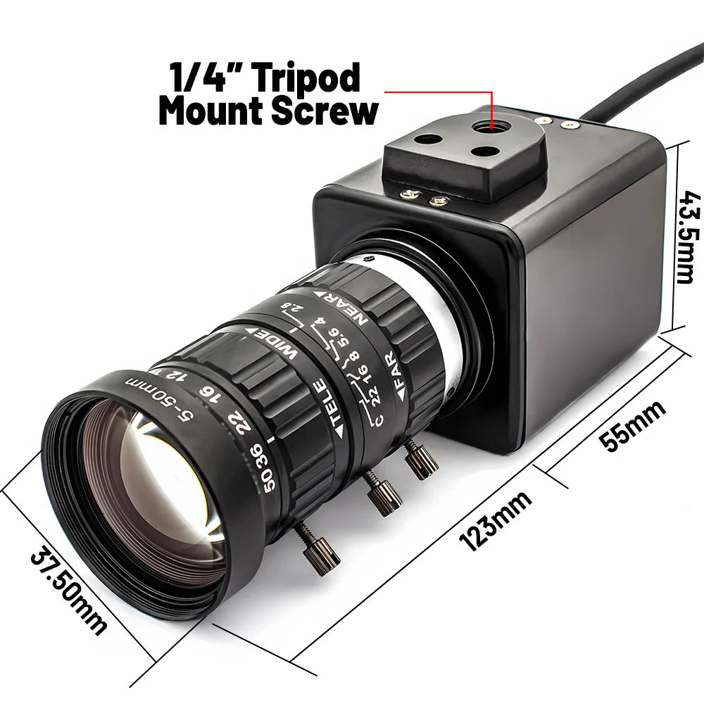 IMX678 USB3.0 Camera 8MP 4K HD 60FPS Industrial Camera Shell With 10X Zoom Varifocal Lens Plug Play UVC Protocol For Fast Moving