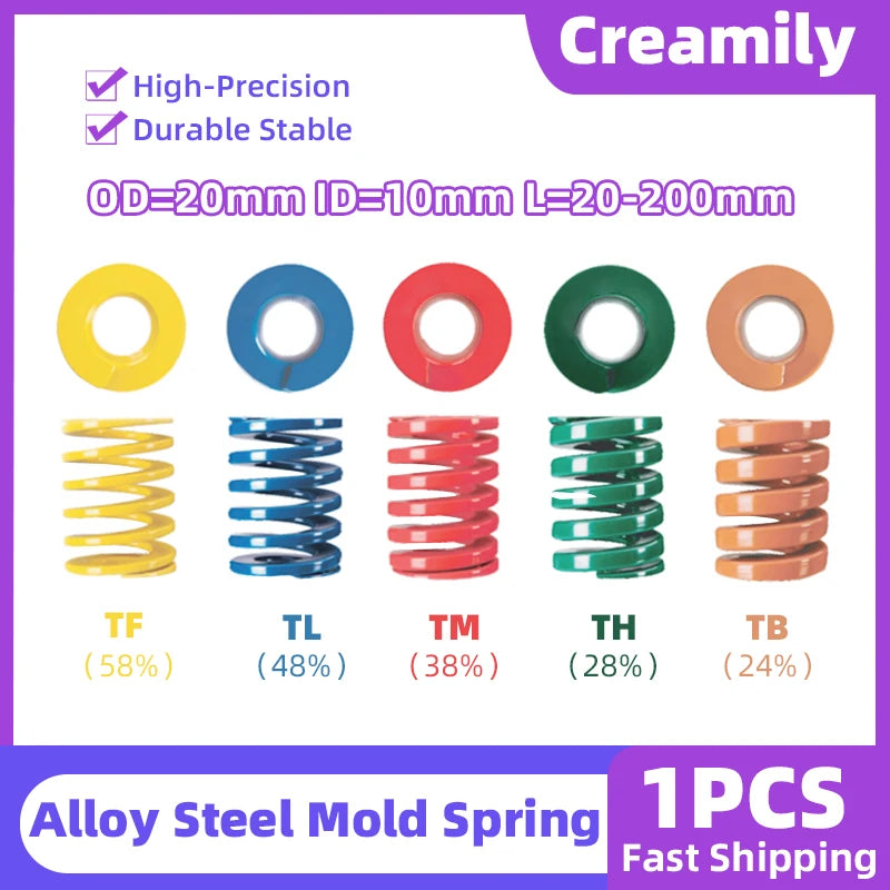 Creamily 1PCS Mold Die Spring 20x10xL Spiral Stamping Loading Compression Mould Springs Outer Diameter=20mm Length=20- 200mm