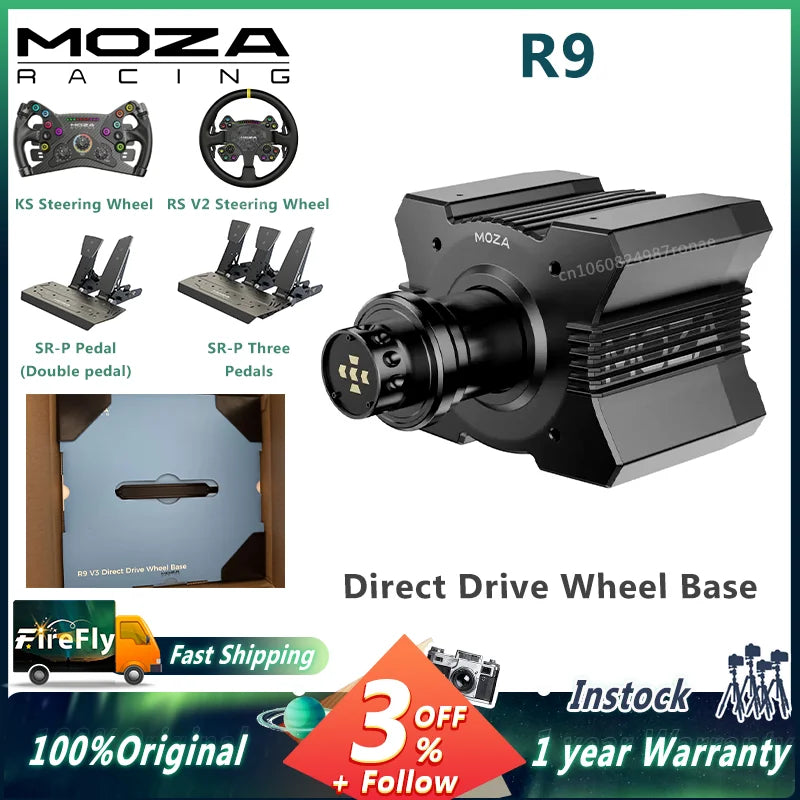 MOZA Racing R9 V3 Wheel Base Direct Drive Wheel Base 9 N·m of Torque With Aviation Grade Aluminum Alloy Housing