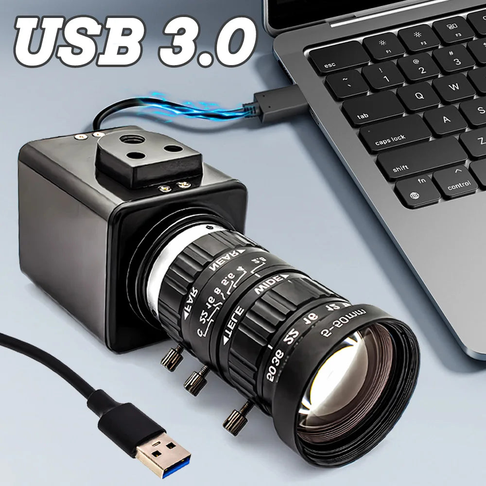 IMX678 USB3.0 Camera 8MP 4K HD 60FPS Industrial Camera Shell With 10X Zoom Varifocal Lens Plug Play UVC Protocol For Fast Moving